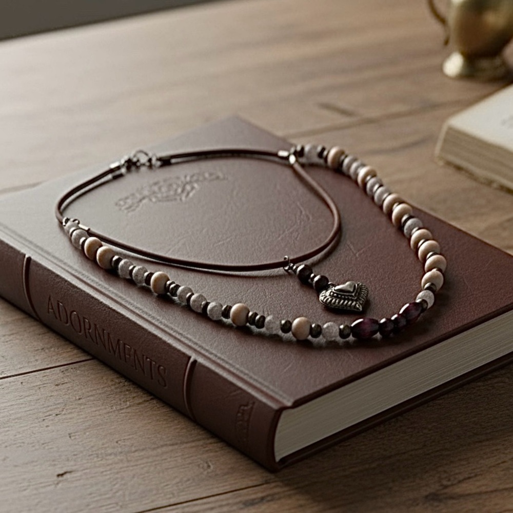 Elegant Brown and Silver Beaded Necklace